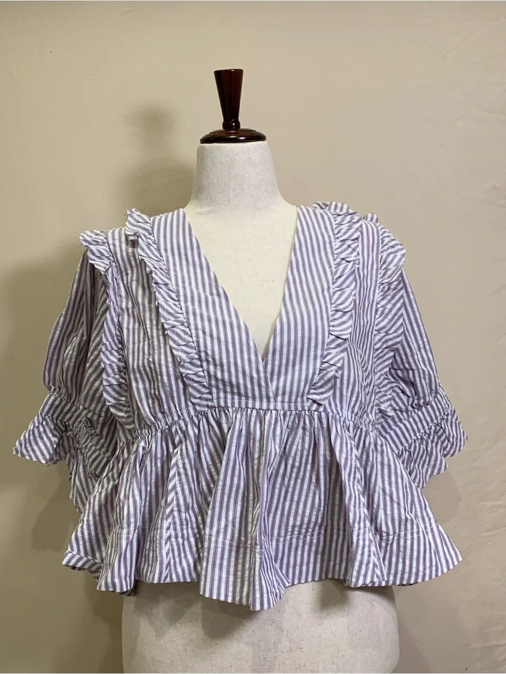 We The Free Striped Ruffle Top, Size M, NWT